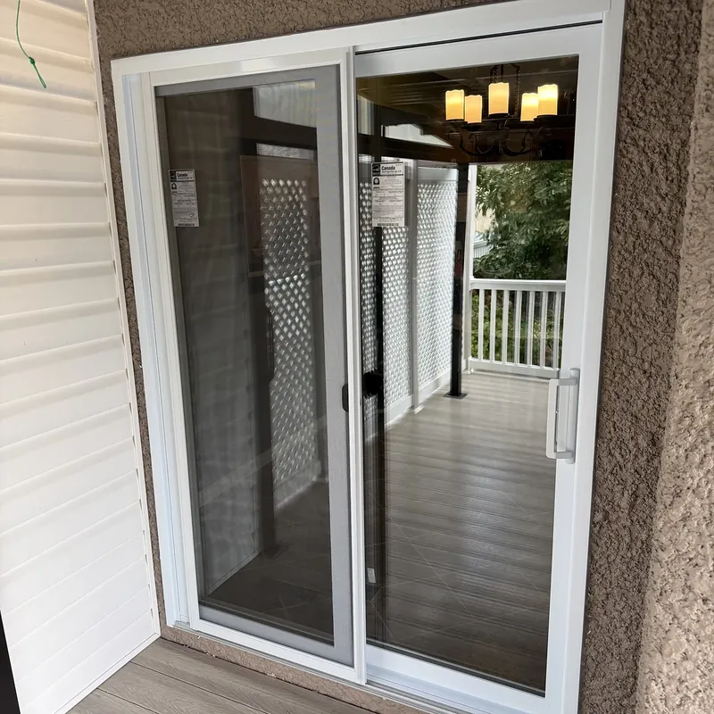 Sliding patio door seen from the covered deck