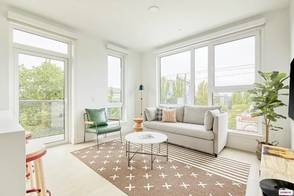Bright living room with new windows